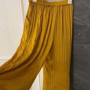 Gold crop silk pants